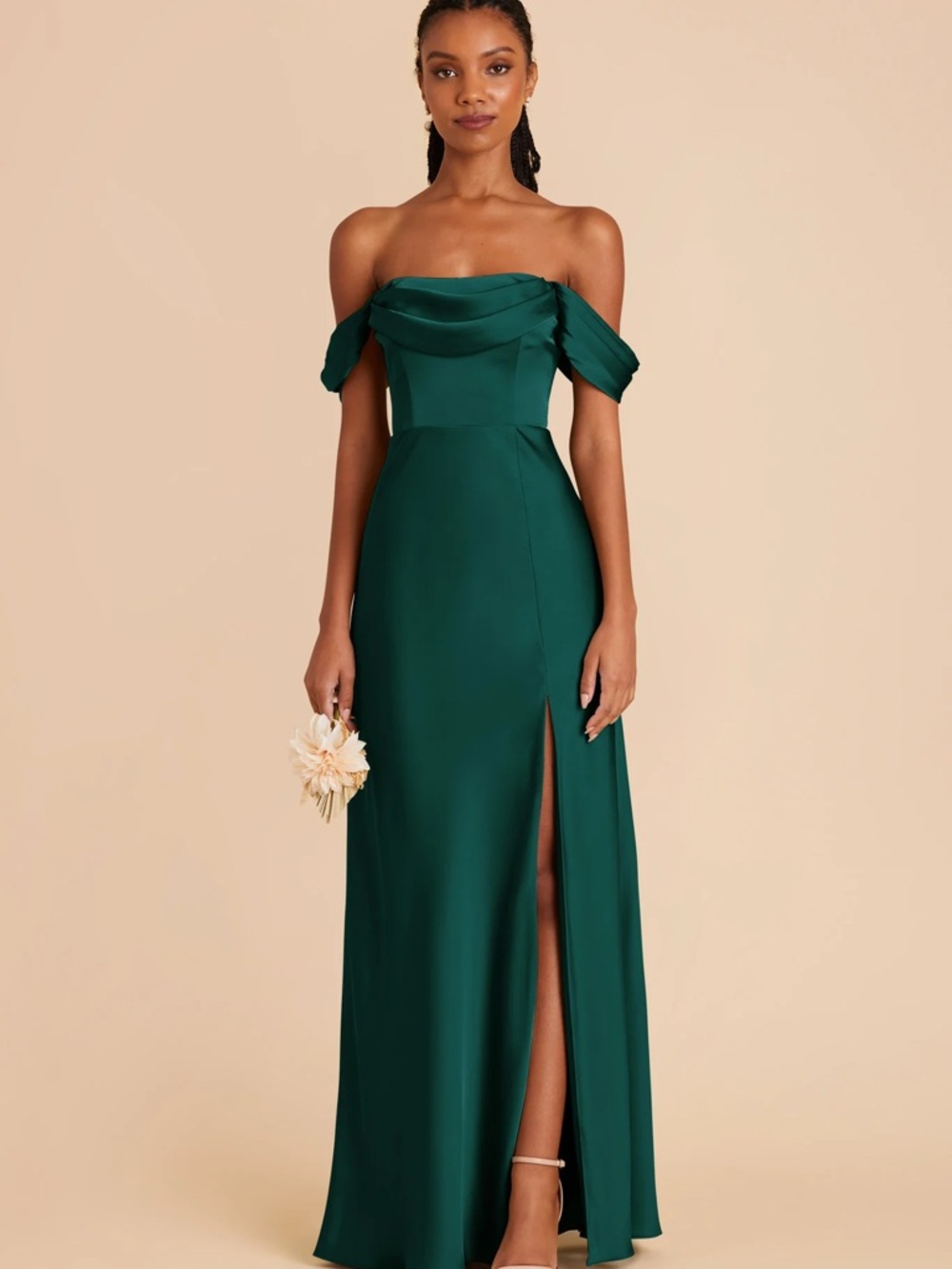 Birdy Grey Mia Dress Matte Emerald Satin Bridesmaid Dress Maxi